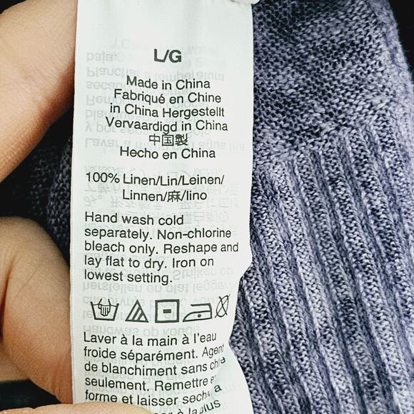 J. Crew 100% Linen Top Women's Size L Purple Boxy Coastal Beach - Picture 5 of 7